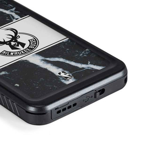NBA Milwaukee Bucks Marble Galaxy S23 Waterproof Case