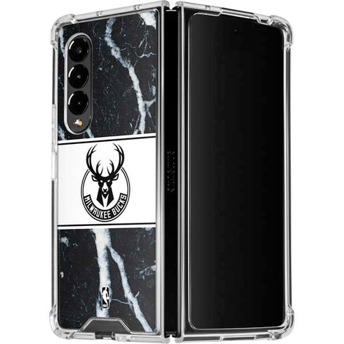 NBA Milwaukee Bucks Marble Galaxy Z Fold4 5G Clear Case