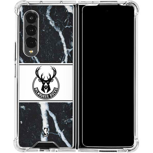 NBA Milwaukee Bucks Marble Galaxy Z Fold4 5G Clear Case