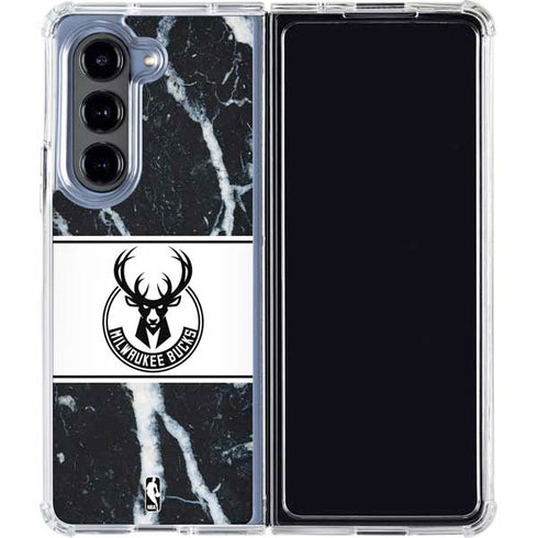 NBA Milwaukee Bucks Marble Galaxy Z Fold5 5G Clear Case