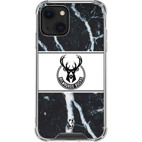 NBA Milwaukee Bucks Marble iPhone 13 Mini Clear Case