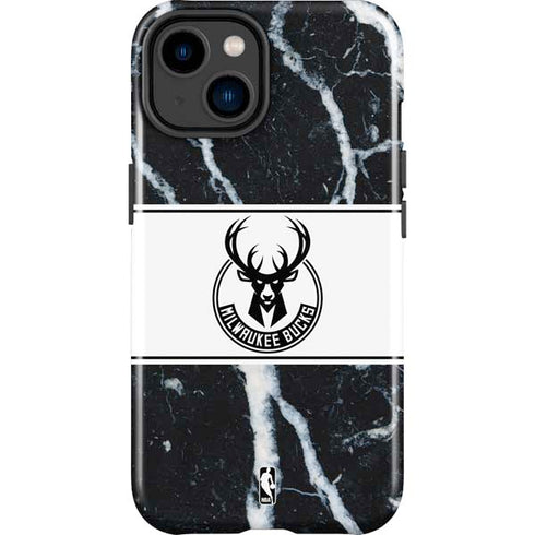 NBA Milwaukee Bucks Marble iPhone 15 Plus Impact Case