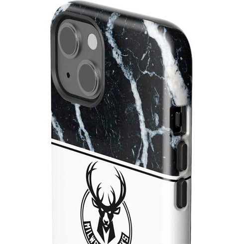 NBA Milwaukee Bucks Marble iPhone 14 Plus Impact Case
