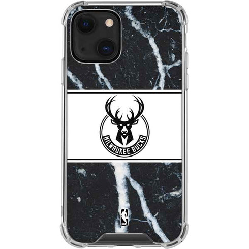 NBA Milwaukee Bucks Marble iPhone 15 Plus Clear Case