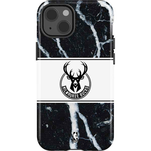 NBA Milwaukee Bucks Marble iPhone 15 Impact Case