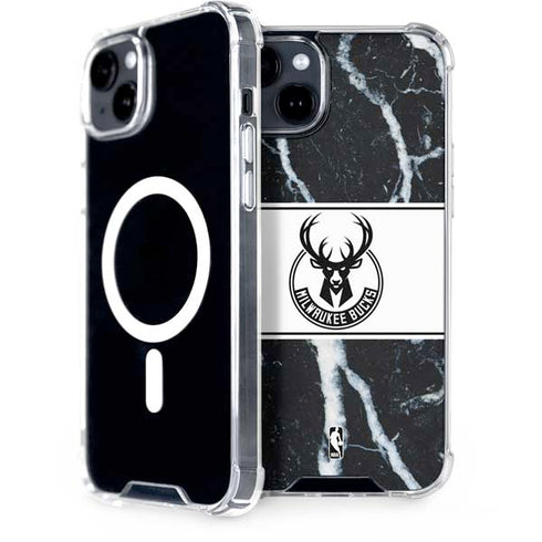 NBA Milwaukee Bucks Marble iPhone 15 Plus MagSafe Case