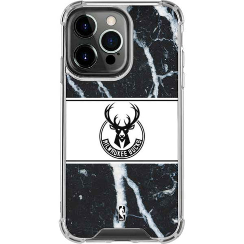 NBA Milwaukee Bucks Marble iPhone 14 Pro Clear Case