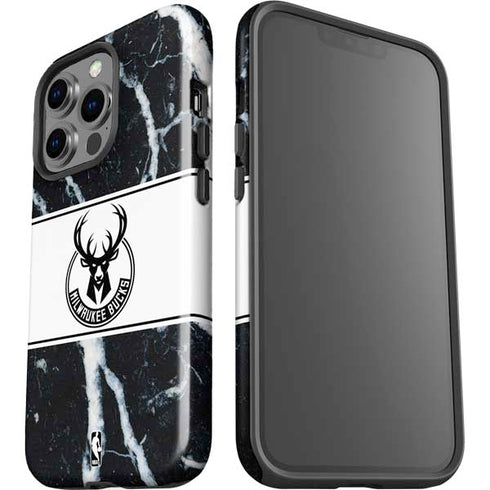NBA Milwaukee Bucks Marble iPhone 15 Pro Impact Case