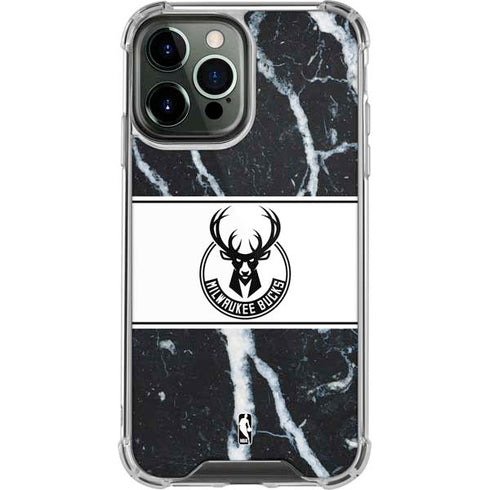 NBA Milwaukee Bucks Marble iPhone 14 Pro Max Clear Case