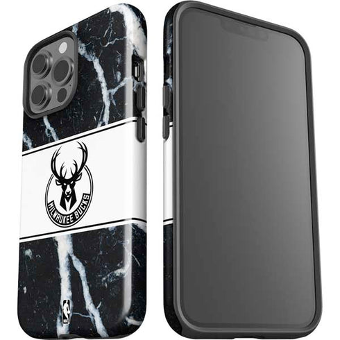 NBA Milwaukee Bucks Marble iPhone 14 Pro Max Impact Case