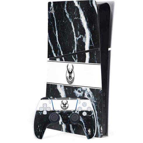 NBA Milwaukee Bucks Marble PS5 Slim Digital Edition Bundle Skin