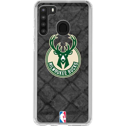 NBA Milwaukee Bucks Rusted Dark Galaxy A21 Clear Case