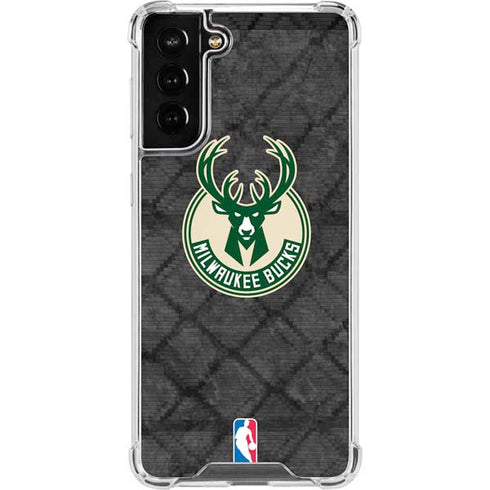 NBA Milwaukee Bucks Rusted Dark Galaxy S21 FE Clear Case