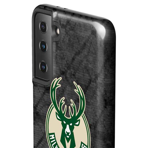 NBA Milwaukee Bucks Rusted Dark Galaxy S21 FE Pro Case