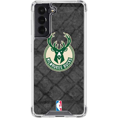 NBA Milwaukee Bucks Rusted Dark Galaxy S22 Clear Case