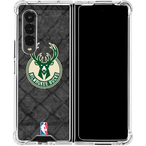 NBA Milwaukee Bucks Rusted Dark Galaxy Z Fold4 5G Clear Case