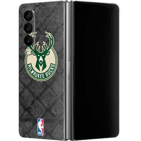 NBA Milwaukee Bucks Rusted Dark Galaxy Z Fold4 5G Skin