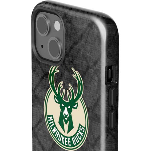NBA Milwaukee Bucks Rusted Dark iPhone 15 Plus Impact Case