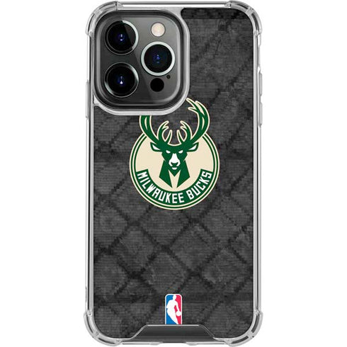NBA Milwaukee Bucks Rusted Dark iPhone 14 Pro Clear Case
