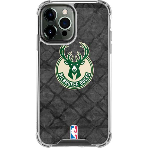 NBA Milwaukee Bucks Rusted Dark iPhone 14 Pro Max Clear Case