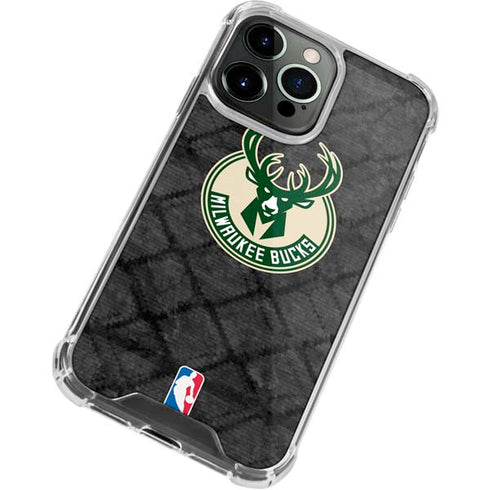 NBA Milwaukee Bucks Rusted Dark iPhone 15 Pro Max Clear Case