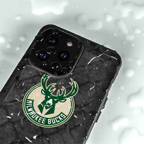 NBA Milwaukee Bucks Rusted Dark iPhone 14 Pro Max Waterproof Case