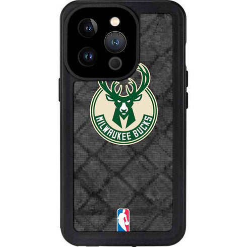 NBA Milwaukee Bucks Rusted Dark iPhone 14 Pro Waterproof Case