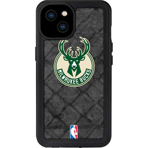 NBA Milwaukee Bucks Rusted Dark iPhone 15 Plus Waterproof Case