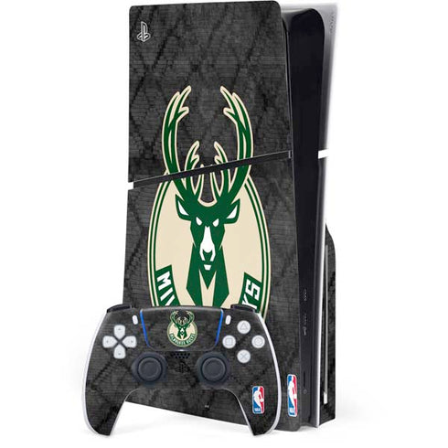 NBA Milwaukee Bucks Rusted Dark PS5 Slim Disk Bundle Skin