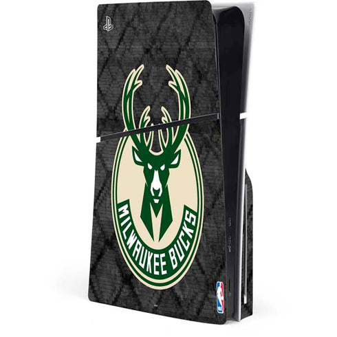 NBA Milwaukee Bucks Rusted Dark PS5 Slim Disk Console Skin