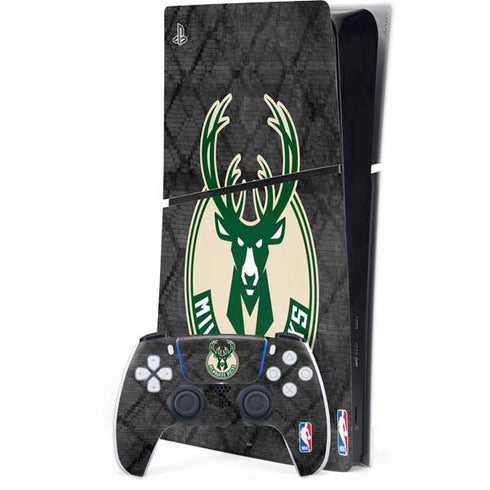 NBA Milwaukee Bucks Rusted Dark PS5 Slim Digital Edition Bundle Skin