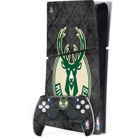 NBA Milwaukee Bucks Rusted Dark PS5 Slim Digital Edition Console Skin