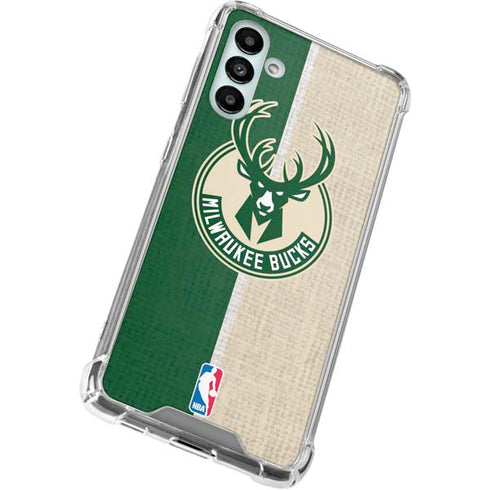 NBA Milwaukee Bucks Split Canvas Galaxy A13 5G Clear Case