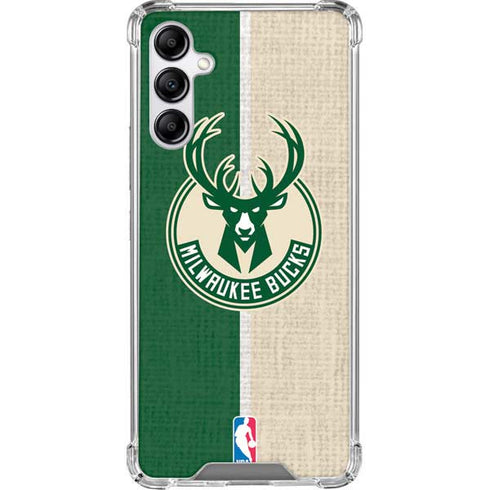 NBA Milwaukee Bucks Split Canvas Galaxy A14 5G Clear Case