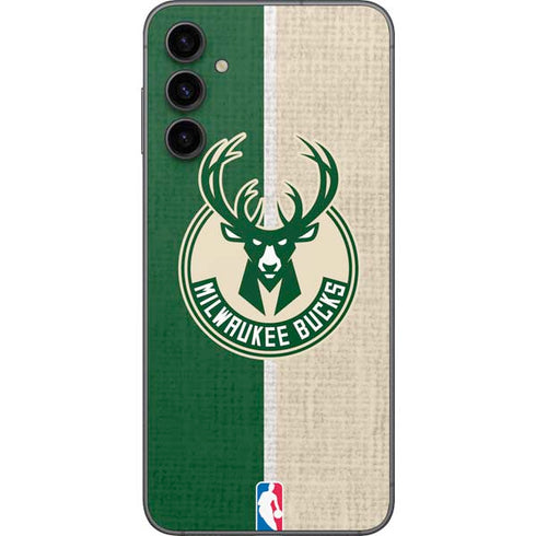 NBA Milwaukee Bucks Split Canvas Galaxy A14 5G Skin