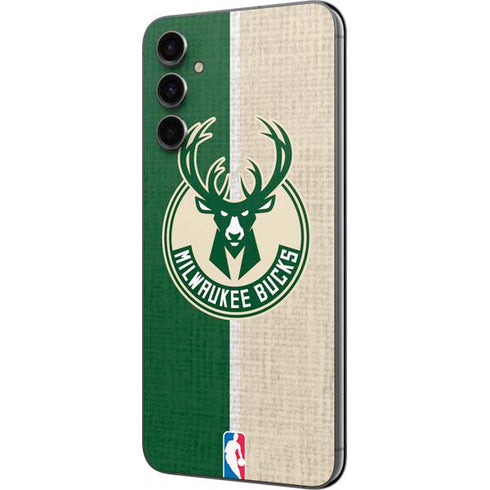 NBA Milwaukee Bucks Split Canvas Galaxy A14 5G Skin