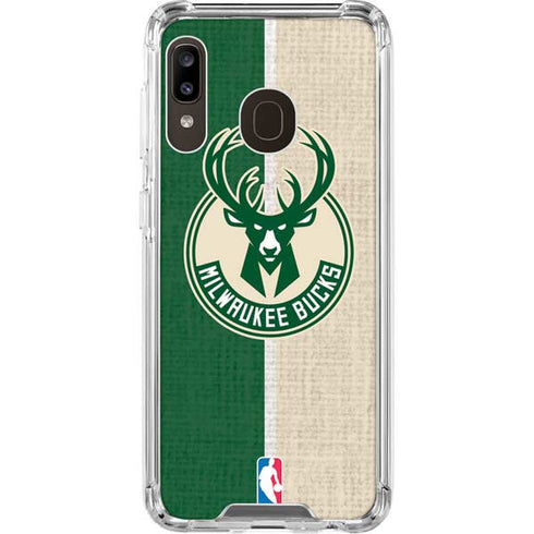 NBA Milwaukee Bucks Split Canvas Galaxy A30 Clear Case