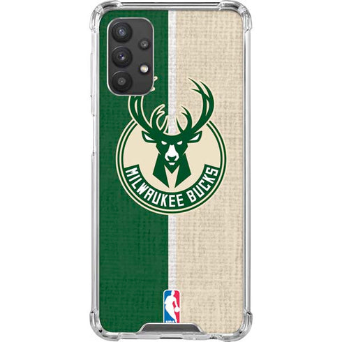 NBA Milwaukee Bucks Split Canvas Galaxy A32 5G Clear Case