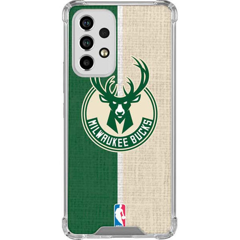 NBA Milwaukee Bucks Split Canvas Galaxy A53 5G Clear Case