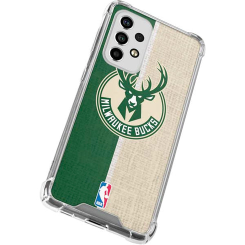 NBA Milwaukee Bucks Split Canvas Galaxy A53 5G Clear Case