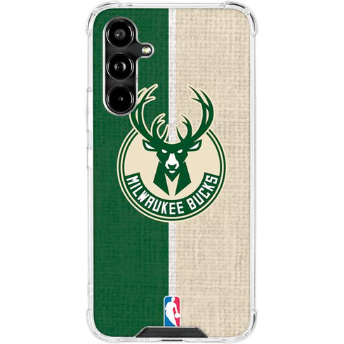 NBA Milwaukee Bucks Split Canvas Galaxy A54 5G Clear Case