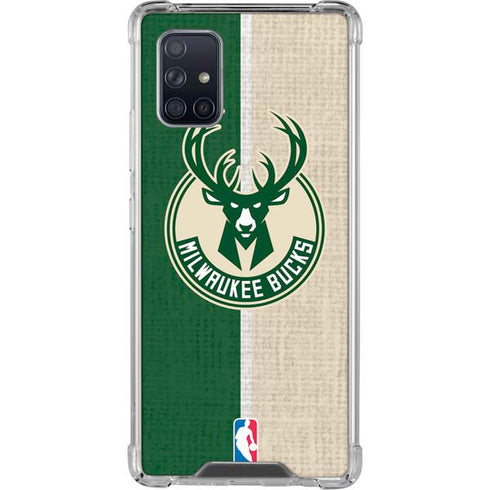 NBA Milwaukee Bucks Split Canvas Galaxy A71 5G Clear Case
