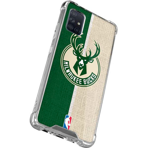 NBA Milwaukee Bucks Split Canvas Galaxy A71 5G Clear Case