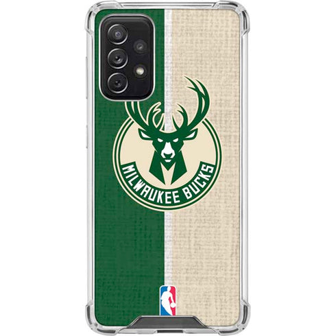 NBA Milwaukee Bucks Split Canvas Galaxy A72 5G Clear Case