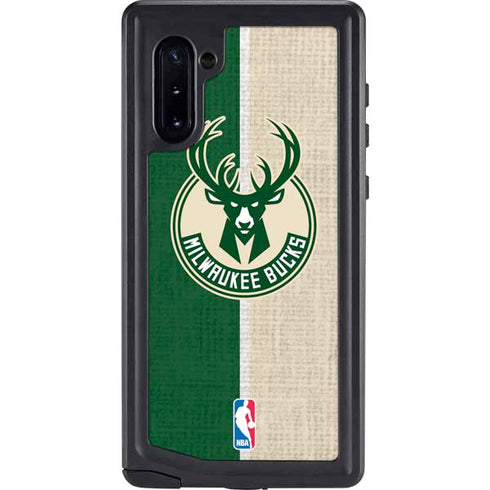 NBA Milwaukee Bucks Split Canvas Galaxy Note 10 Waterproof Case