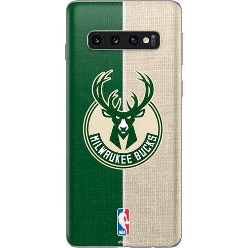 NBA Milwaukee Bucks Split Canvas Galaxy S10 Skin