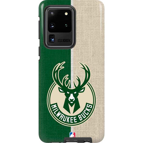 NBA Milwaukee Bucks Split Canvas Galaxy S20 Ultra 5G Pro Case