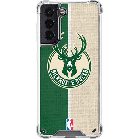 NBA Milwaukee Bucks Split Canvas Galaxy S21 5G Clear Case