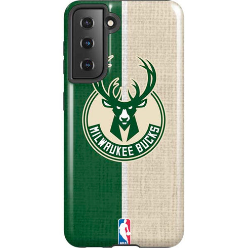 NBA Milwaukee Bucks Split Canvas Galaxy S21 5G Pro Case