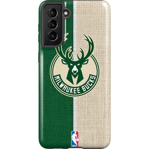 NBA Milwaukee Bucks Split Canvas Galaxy S21 FE Pro Case
